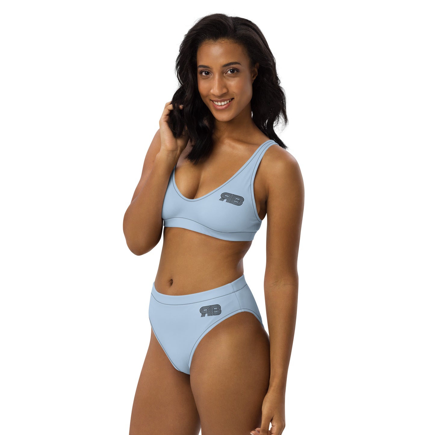 Women's High Waisted RB Bikini - Patten Blue