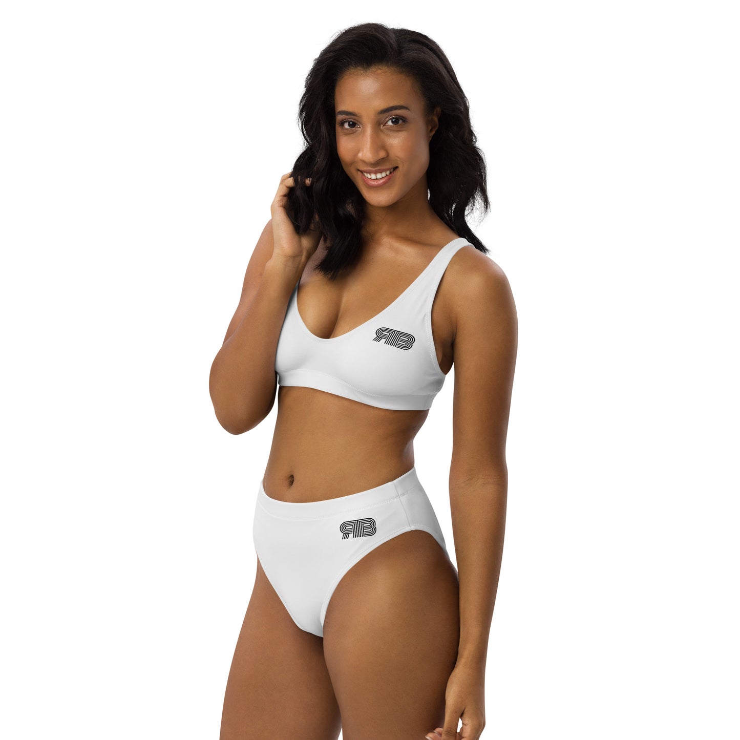 Women's High Waist RB Bikini - White